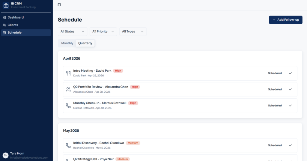CRM Schedule Dashboard