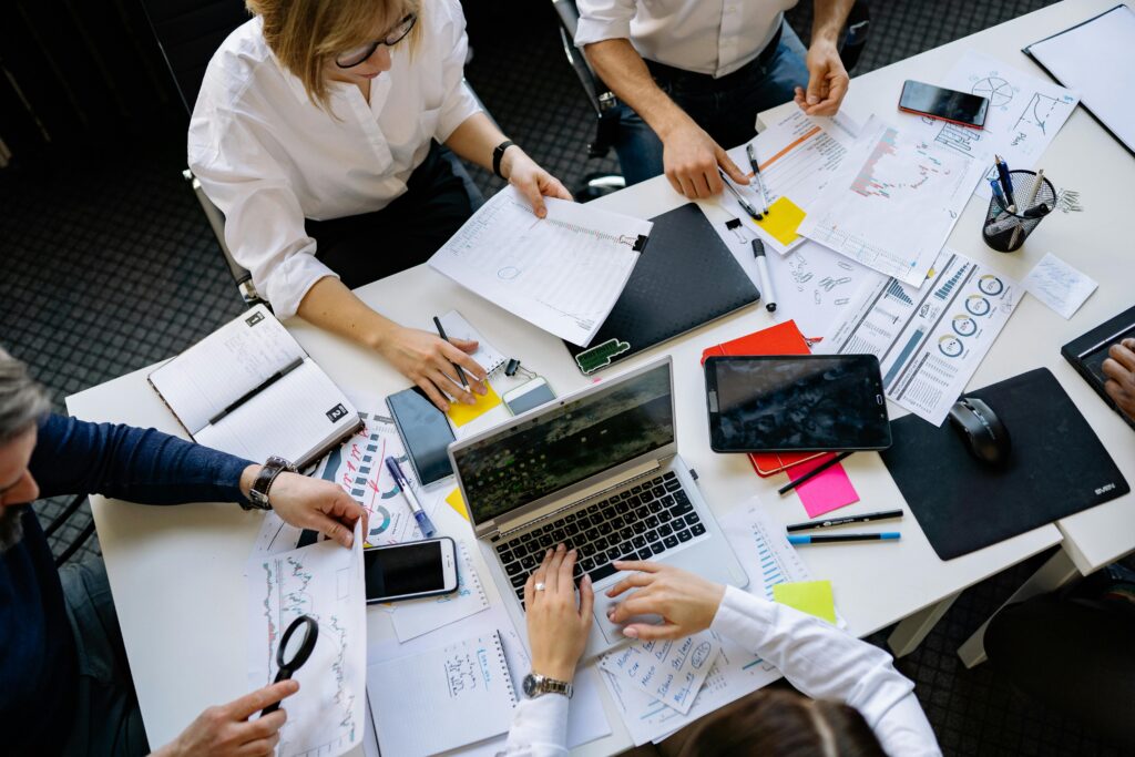 Business team meeting data analysis