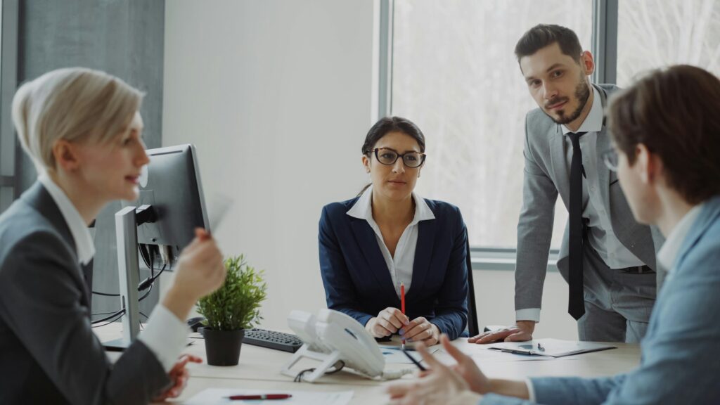 Business team meeting data analysis